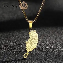 QIMING Marsupial Possum Animal Necklace For Pet Lover Stainless Steel Jewelry Wildlife Opossum Pendant Necklace