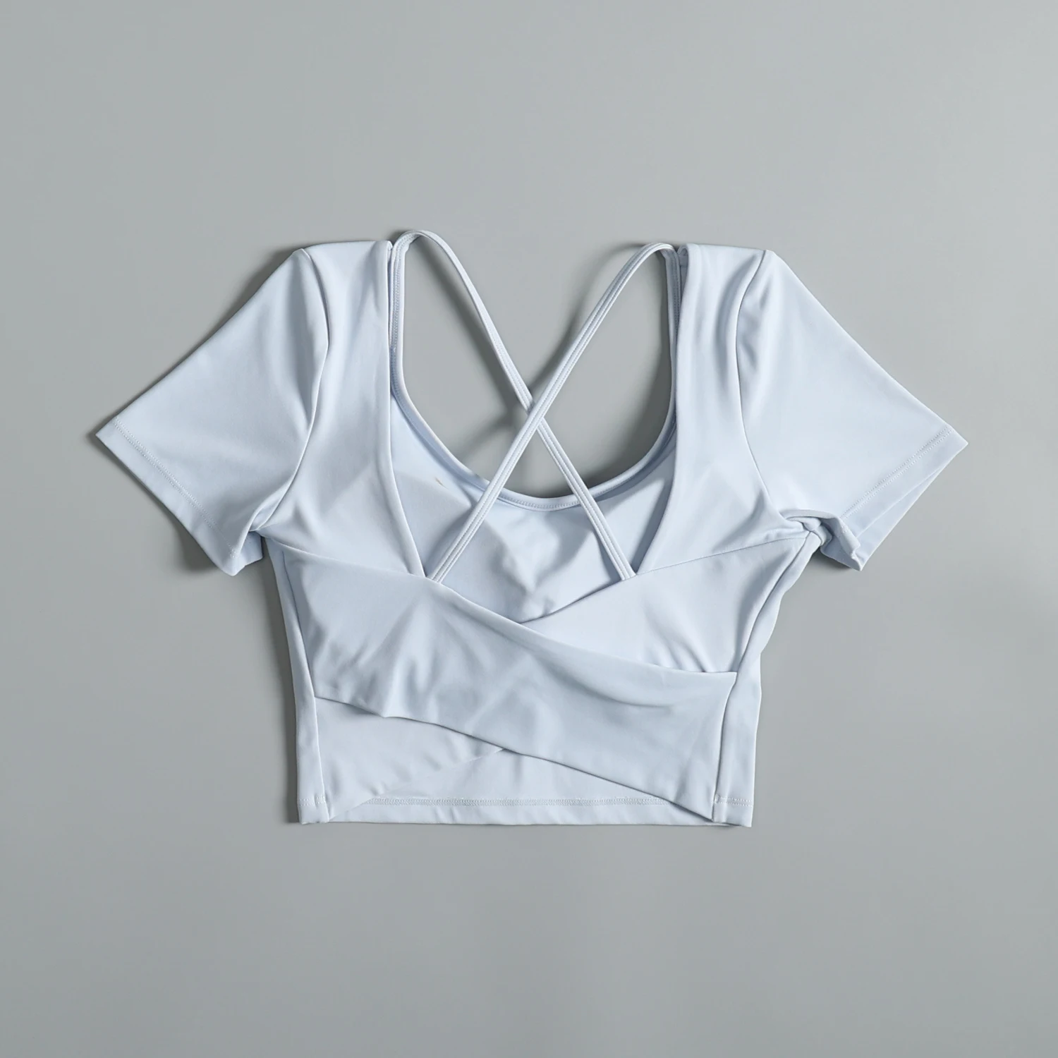 Women's Yoga Fitness Top Hollow out Short Sleeve Slimming Quick Dry Running Professional Sportswear Breathable U-Neck T-Shirt