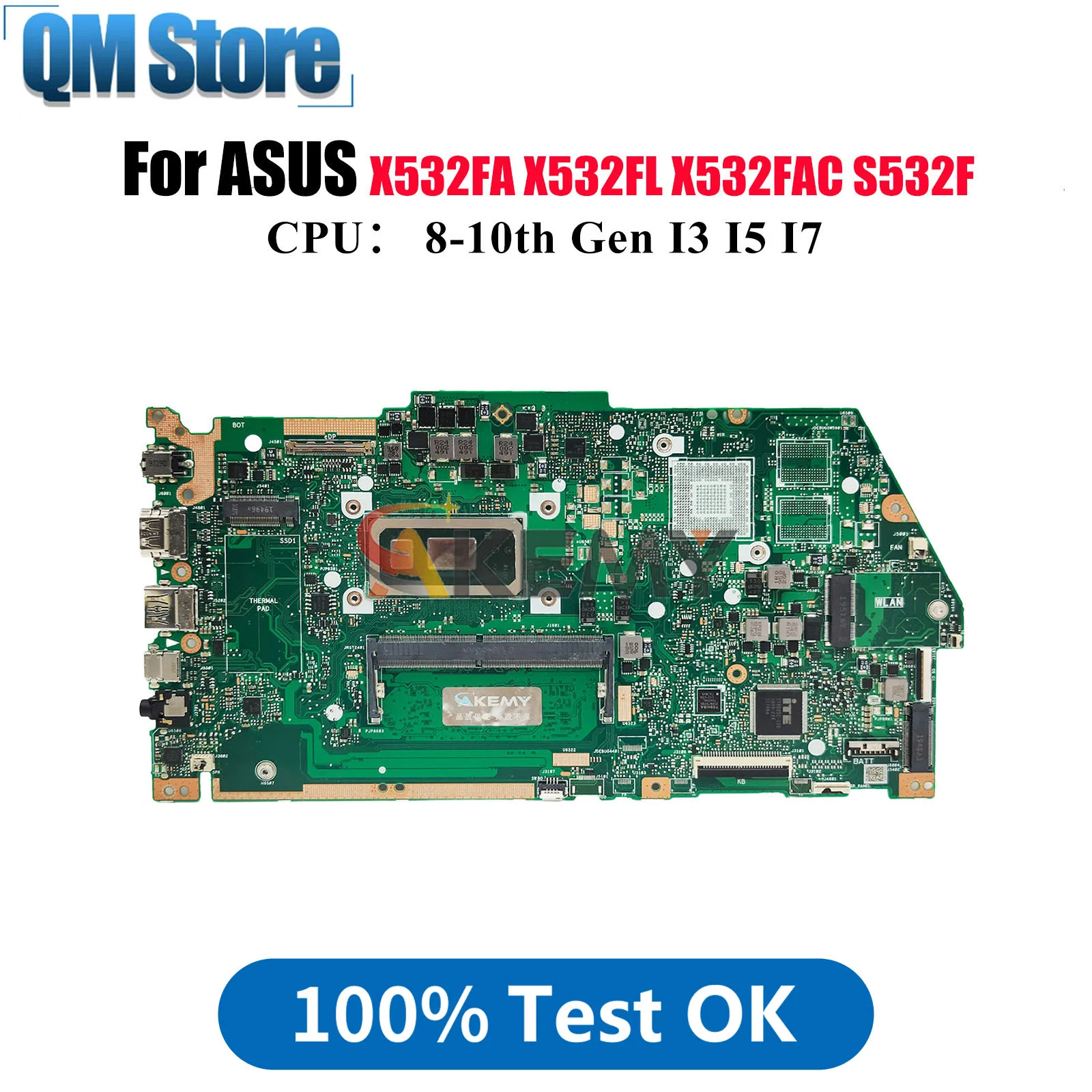 

X532FA Laptop Motherboard For ASUS X532F X532FL K531F K532F S532F X532FL V531F S531F V532F S5500F X532FAC Mainboard I3 I5 I7 CPU