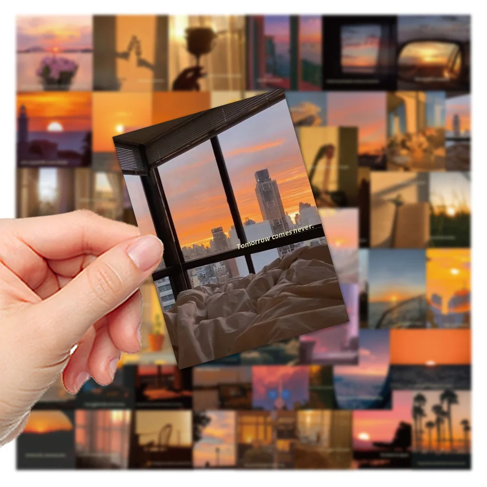 10/30/60pcs Beautiful Sunset Scenery Stickers Aesthetic Setting Sun Decals Decoration Phone Luggage Skateboard Graffiti Sticker