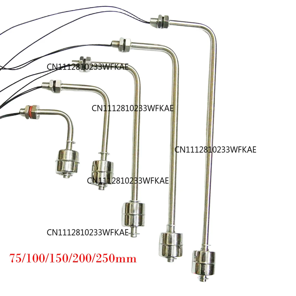 3pc 75/100/150/200/250mm Stainless Steel Float Switch Tank Right Angle Water      Level Sensor L Type Float Switch Controller