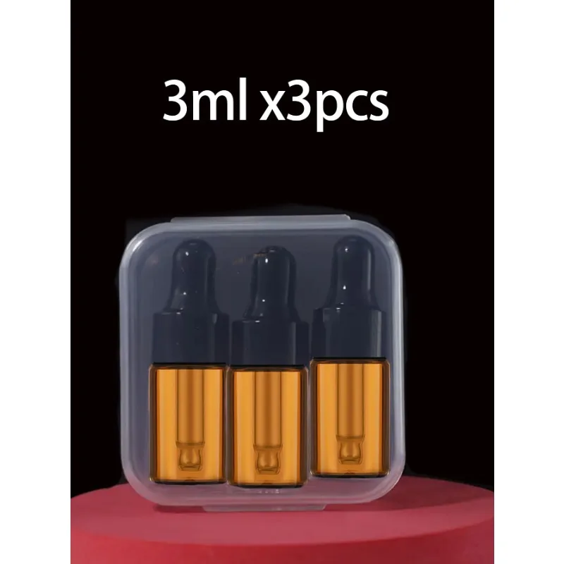 투명 미니 포켓 에센셜 오일 병, 유리 피펫 포함, 아로마 테라피 액체 바이알, 3 개, 3ml