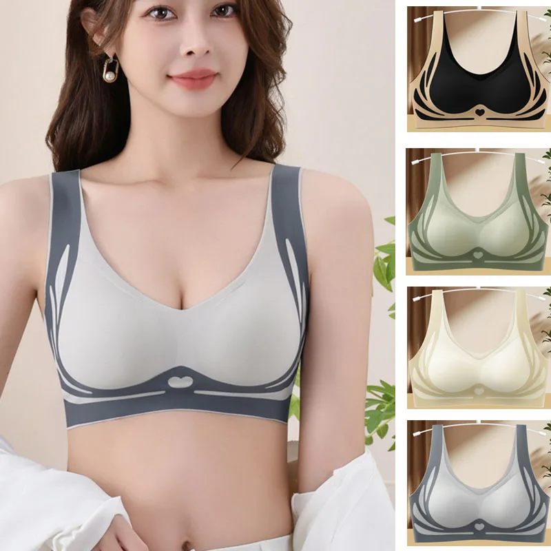 

2pcs Women Seamless Bras Female Push Up Vests Style Wireless Underwears Lady Anti Sagging Comfort Soft Lingeries Ladies Camisole