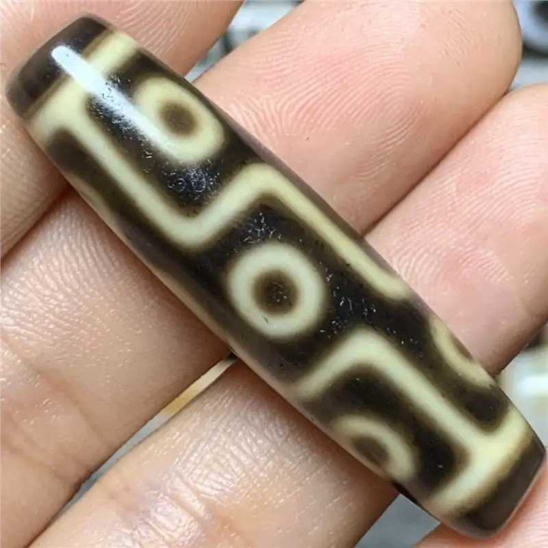 

Thing One Picture Natural Agate GenuineWhite Teeth Yellow to Dzi Bead Pendant 42*11.1mm