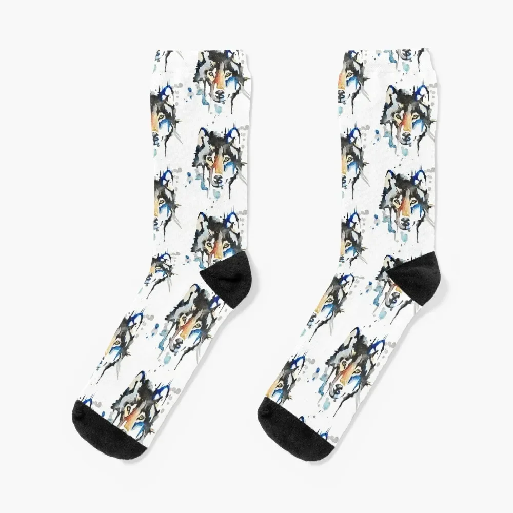 

Watercolour Wolf Socks christmass gift Novelties Hiking boots Men Socks Women's