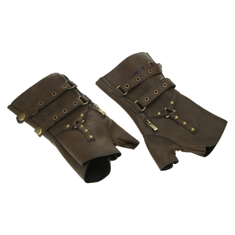 Średniowieczne rękawiczki pancerne Szerokie mankiety Bracers Mężczyźni Steampunk Zipper Opaska na nadgarstek Cosplay Drop