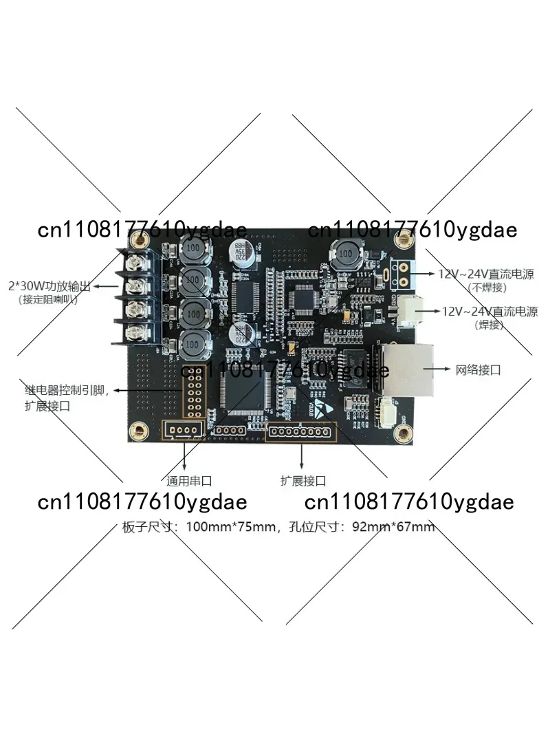 IP Network Audio Module with 2x30W Power Amplifier | Broadcast Speaker Decoder for IP Streaming