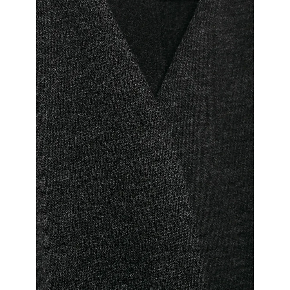 เสื้อแจ็คเก็ตสีดำสไตล์วินเทจสำหรับผู้หญิง พร้อมเข็มขัด คอวี แขนยาว ดีไซน์หรูหรา ทันสมัย