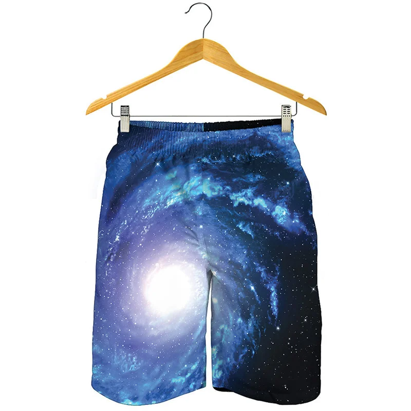 Fashion 3D Printed Night Sky Beach Shorts For Men Galaxy Space Pattern Swimming Trunks Summer Street Loose Surf Board Shorts