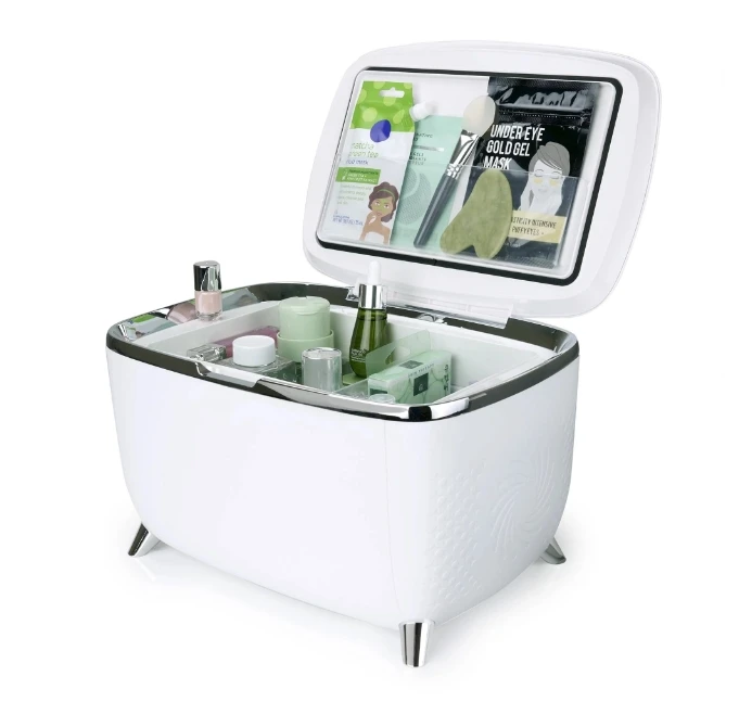 6L Cosmetics Skin Care Vanity Mini Refrigerator, White