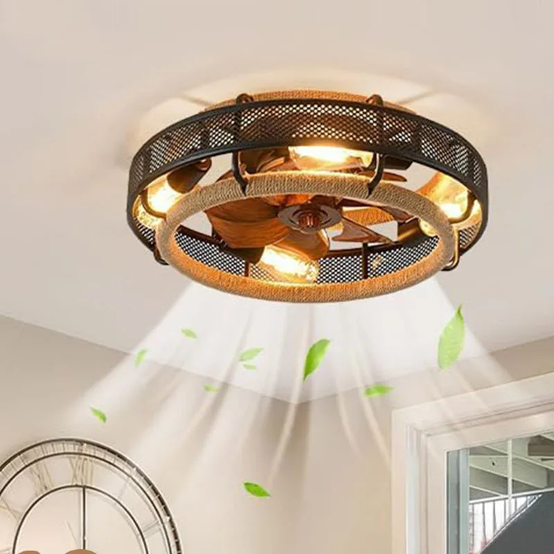 

50CM Wrought Iron Ceiling Fan Light E27 ABS fan blade Electric fan Invisible Bedroom Lamps ndoor Lighting Household Ceiling Fa