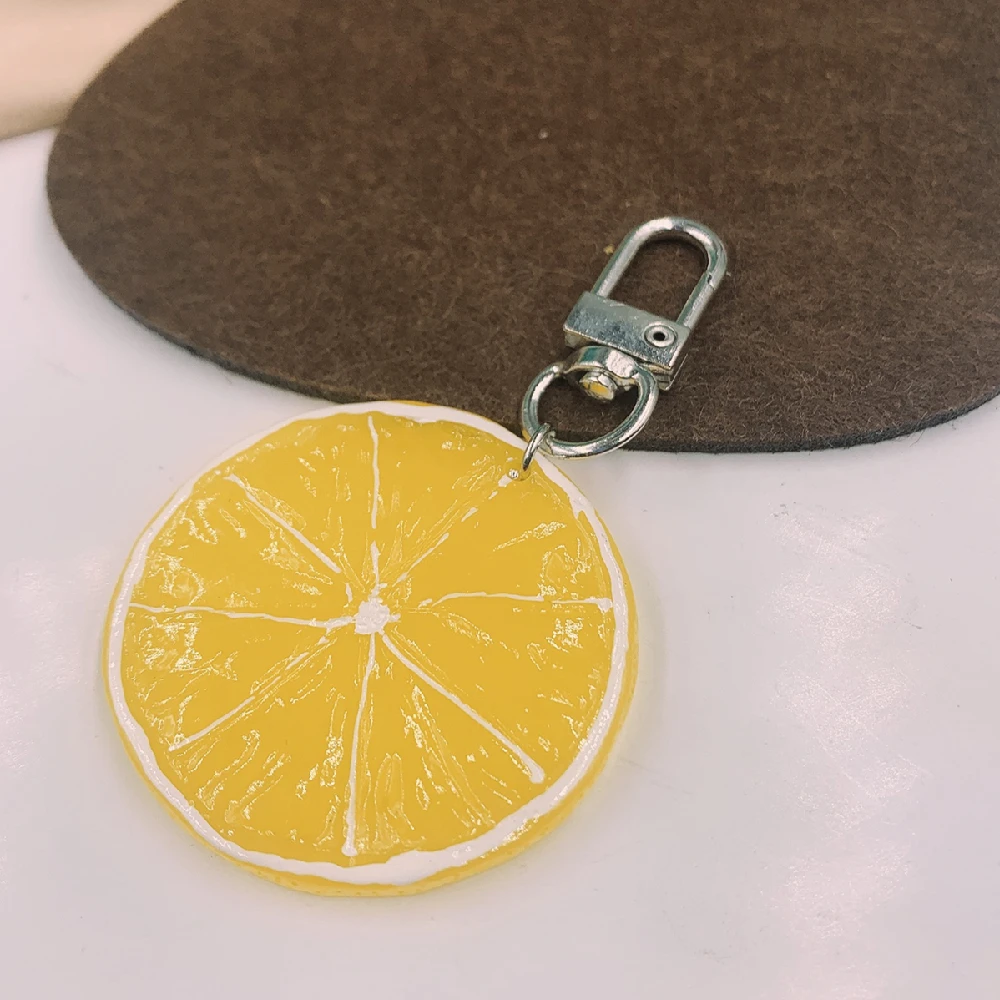 New  Big Lemon Slice  Keychain Men And Women Couple Key Chain Bag Pendant Wholesale