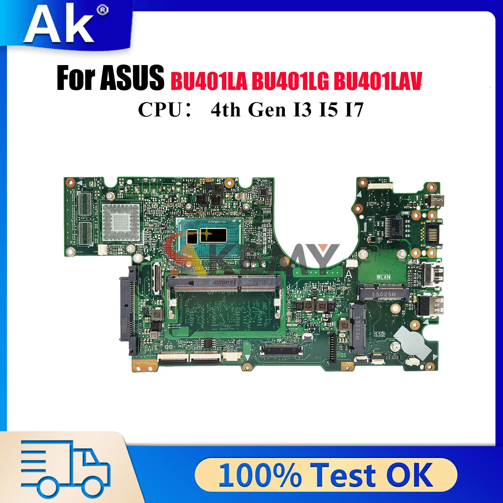 

BU401LA Laptop Motherboard For ASUS ExpertBook BU401LAV BU401LG BU401LA BU401L Mainboard W/ I3 I5 I7 CPU 100% tests OK fast ship