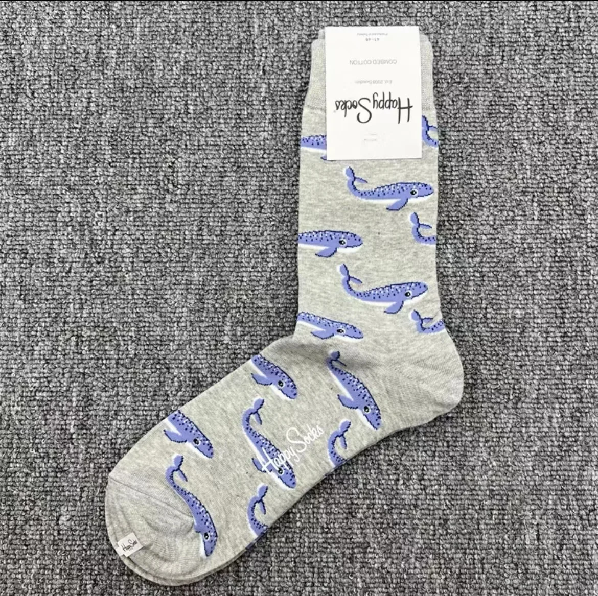 Men's Color Jacquard Fresh Fashion Cotton Mid Tube Sports Socks For All Seasons SIZE 41-46 happy socks