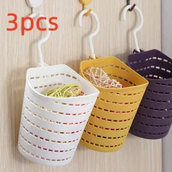 3PCS/set Hangable Storage Basket Bathroom Hanging Baskets Household Plastic Kitchen Bathroom Shower Storage Wall Hanging Basket