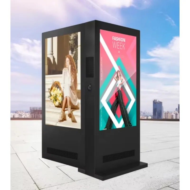 Outdoor Display Advertisements Double Side Android 55 Inch 65 Inch Floor Standing LCD Digital Signage Bus Station AD Player