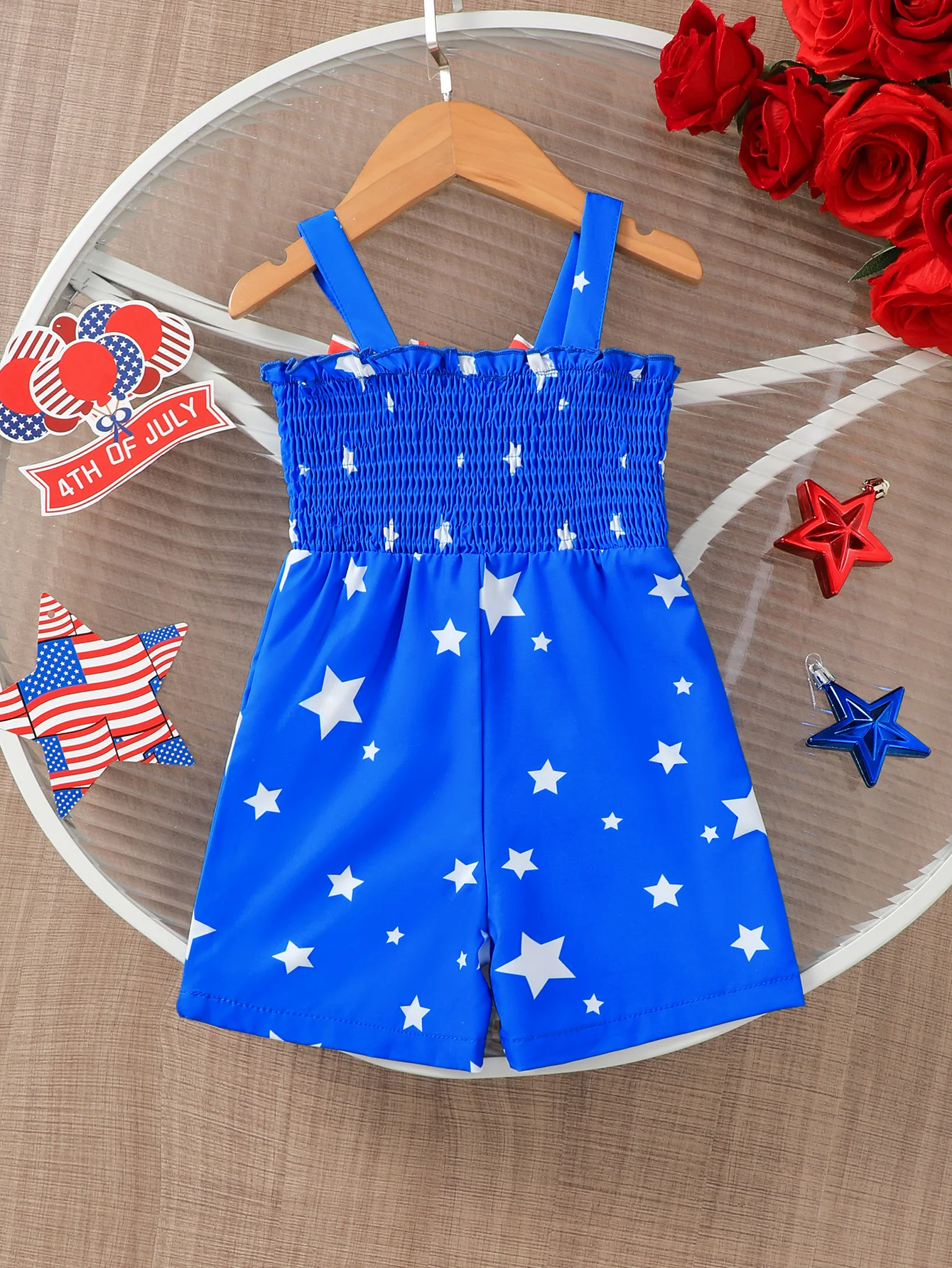 Fashionable Print Baby Girl Romper American Style Pattern Summer Casual Outfit Suitable for Spring And Autumn