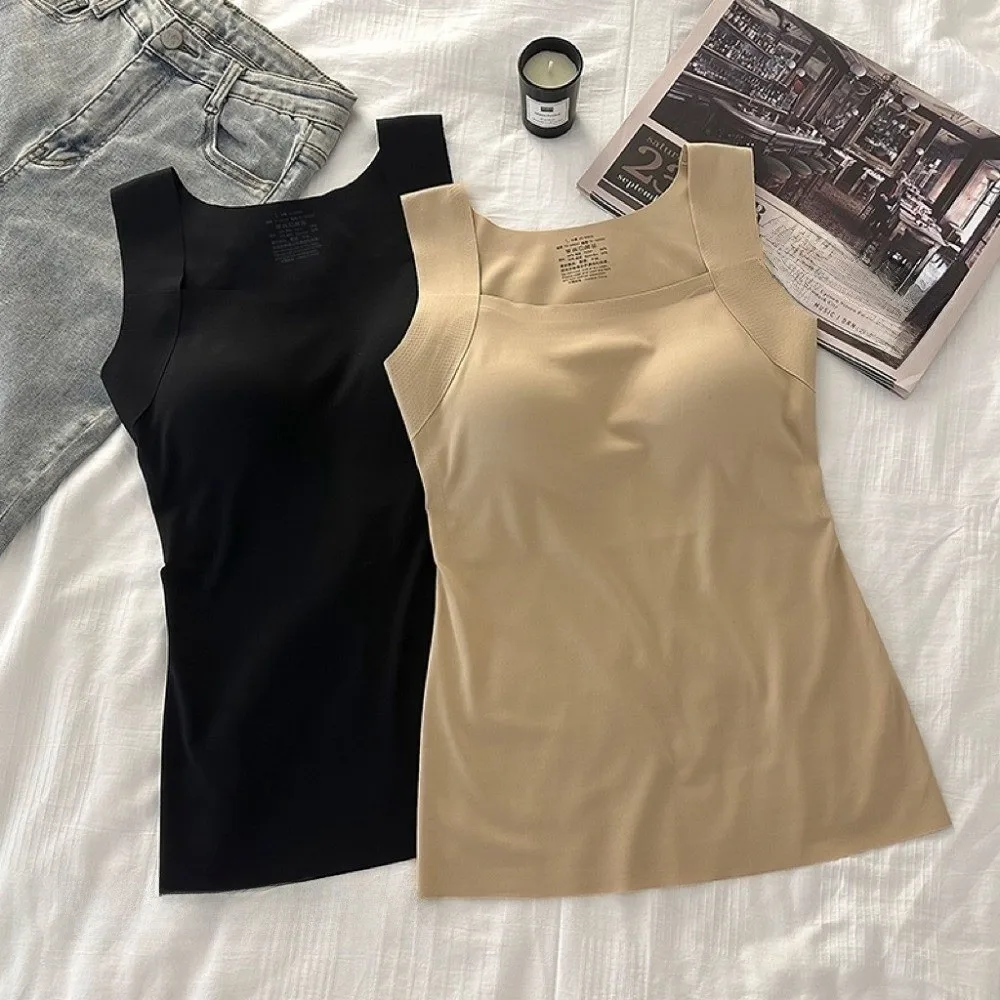 Tank Top Seamless Thermal Underwear Sleeveless with Chest Pad Women's Vest Keep Warm Base Layer Vest Four Seasons