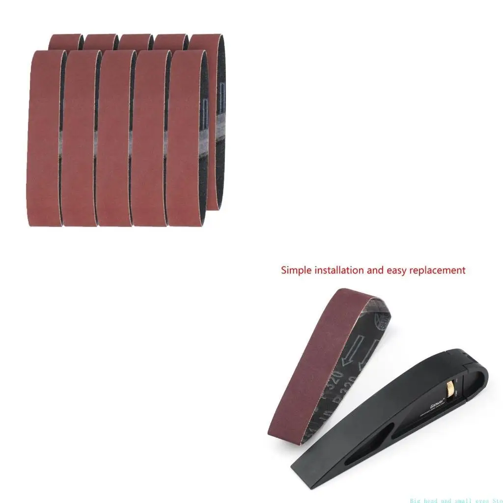 

10 Pieces/Set 25x330mm Sanding Belts 120/320/600 Grits Sander Paper Belt Sander