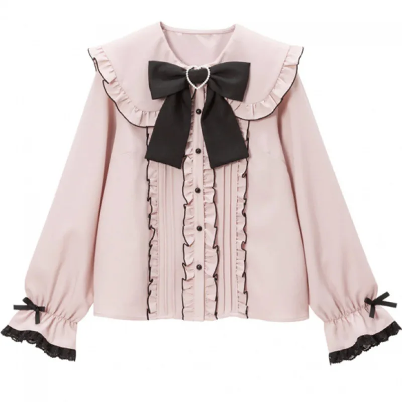 Kawaii Damen hemden lolita y2k süße japanische Bluse elegante langärmlige süße Tops lässige Büro Damen ästhetisches Hemd