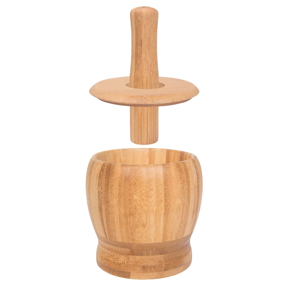 

1 Set Bamboo Garlic Masher Large Capacity Manual Food Pestle Tool Mixing Filling Herbs Lid Included Mashing Bowl Garlic