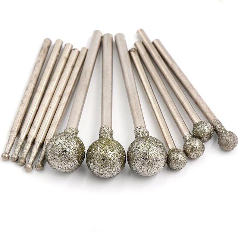 1/3/5pcs Spherical Grinding Point Ball 2.35mm/3mm Shank 100 Grit F Needle Spherical Round Emery Grinding Needle