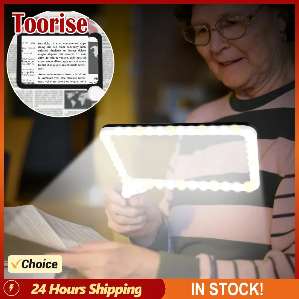 عدسة مكبرة مع ضوء ليد قابل للتعديل ، عدسة مكبرة لكبار السن ، وضوح عالي ، مكبرة محمولة باليد مريحة ، 5X ، 48