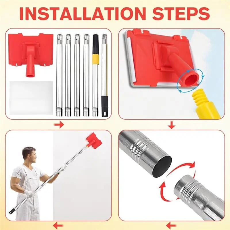 NEW HOT In Stock-Paint Edge Trimmer With Pads Extension Pole Paint Edger Tool Kit Adjustable Flat Edging Tools For Painting