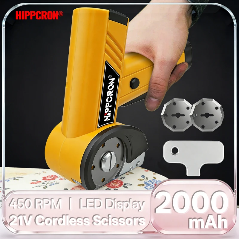 

Электрические беспроводные ножницы Hippcron 450 об/мин, 4.2В, USB-зарядка, ручной инструмент для раскроя ткани, четырехскоростные, регулируемые