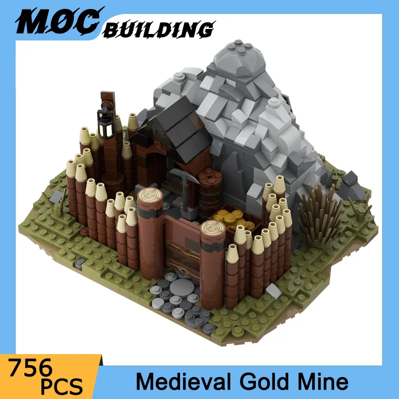 

MOC Medieval Gold Mine House Model Building Blocks DIY Assemble Bricks Cottage Castle Architecture Creative Collection Toys Gift