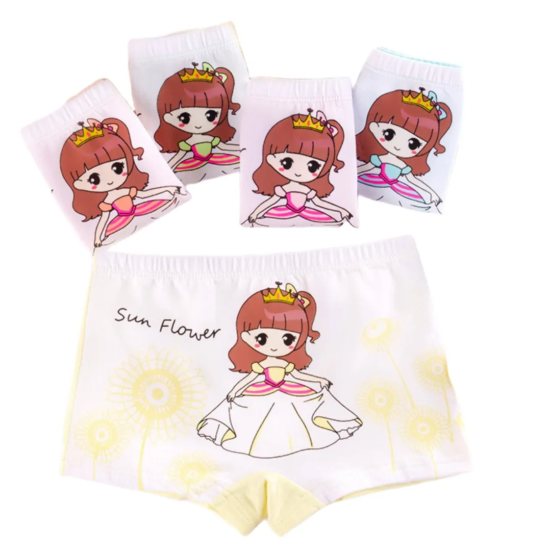 Girls Briefs Fine Cotton Underwear Cute Prints Panties Kids Breathable Soft Healthy Underpants Girls Boxer 4pcs/Lot Size 3-10T