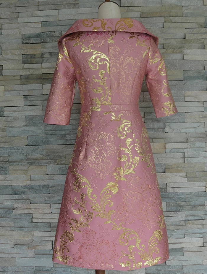 Vestido de brocado hecho a medida, vestido de novia, traje de novia, cuello abierto ancho, tejido
