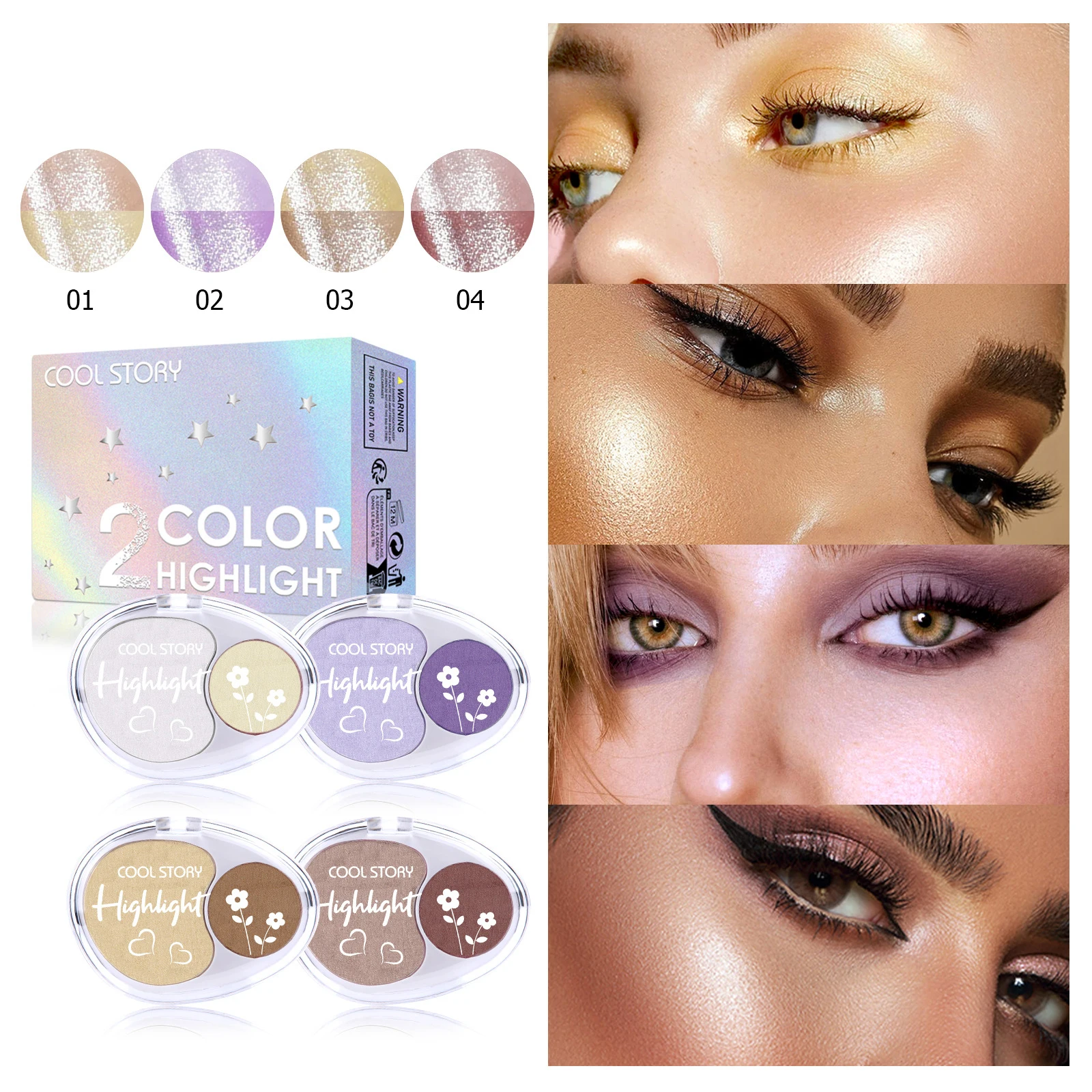 Tweekleurige markeerstift Romige aardappelpuree Diamantpoeder Lichaamsmarkeerstift Gezichtscontouren Glitterafwerking Poedermarkering