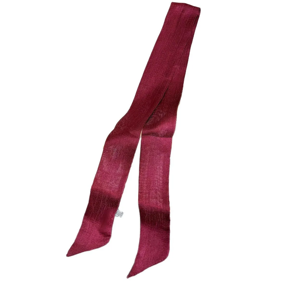 5X100CM Women Narrow Long Scarf Solid flax Silk Rubber Red Tie Bag Ribbon Headbands Luxury Scarf Headscarves Ladies Foulard image 5