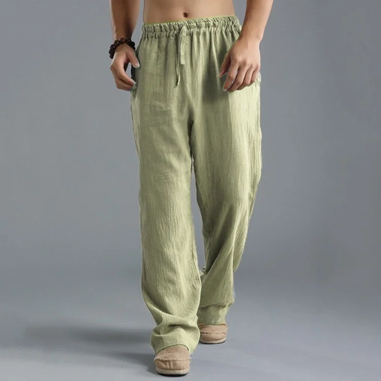 Pantalones Casuales de Algodón y Lino para Hombre, Nuevos Modelos 2025, Simples y Cómodos, de Pierna Recta, con Cordón en la Cintura, Tallas Grandes, Holgados, S-4XL