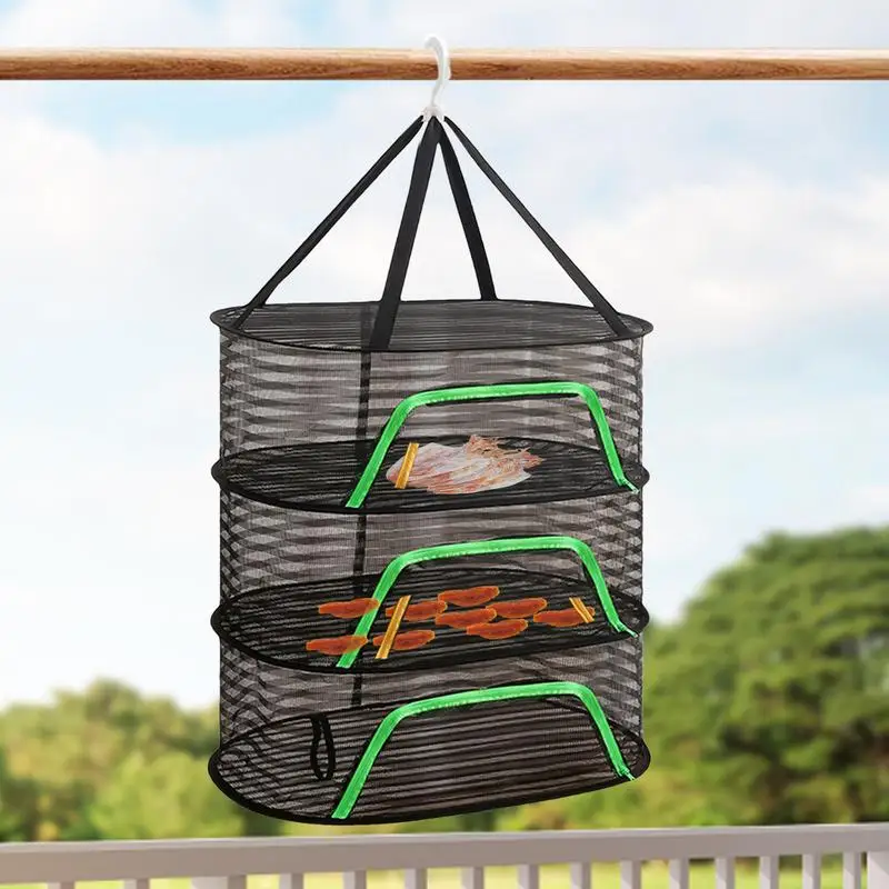 

Mesh Drying Rack Drying Fish Net 3 Layer Foldable Rack With Zippers Drying Rack For Buds Fruits Vegetables Herbs Fish Clothes