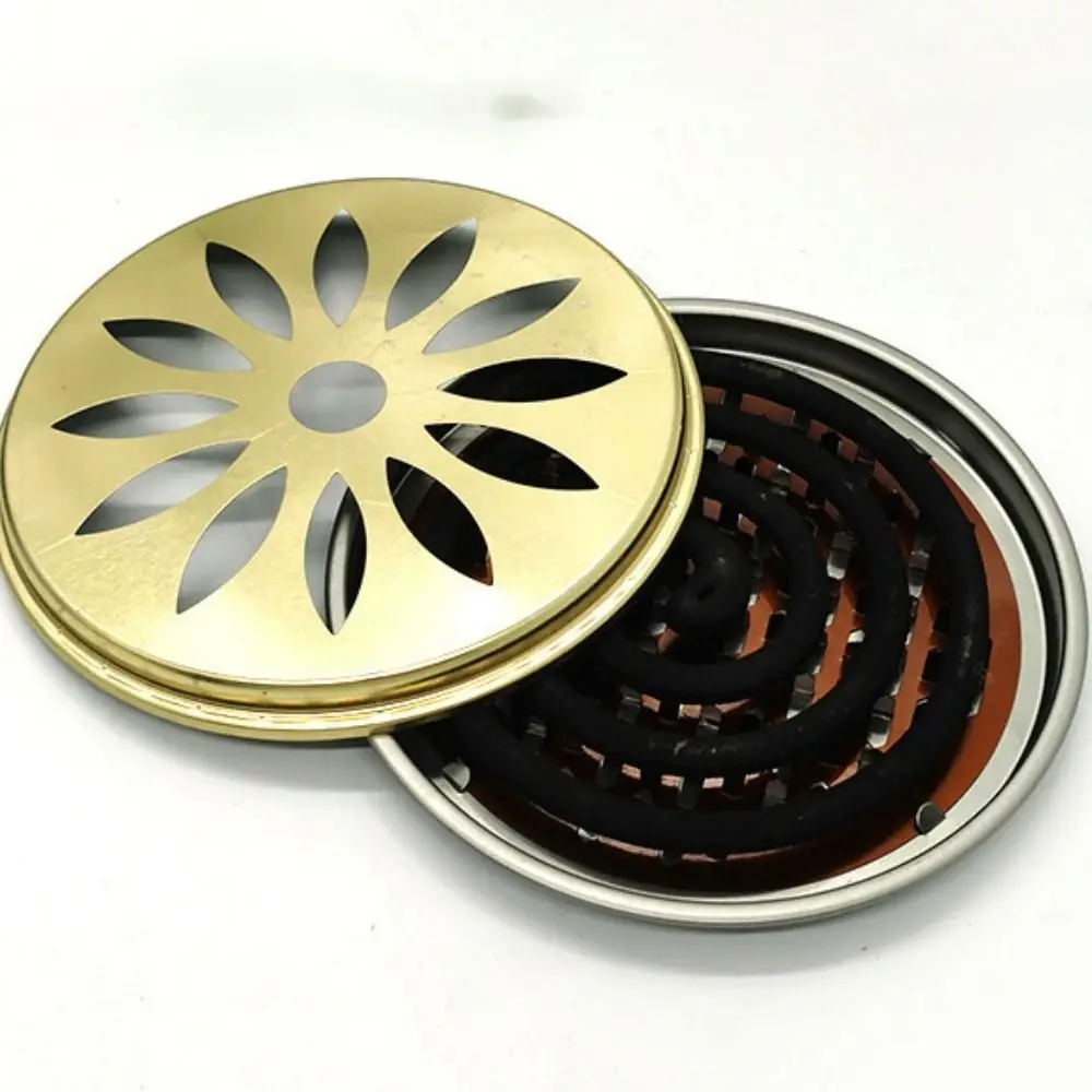 Stainless Steel Mosquito Spiral Holder Box with Lid Windproof Mosquito Coil Burner Fireproof Safe Mosquito Repellent Tray