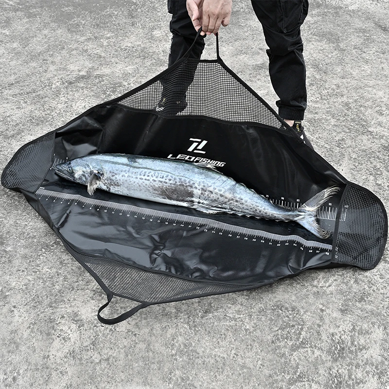 Fishing Bag with Ruler Measure Fish Length Digital Scale Fishing Sling Bag Landing Mat Protector Unhooking Mat Fishing Gears