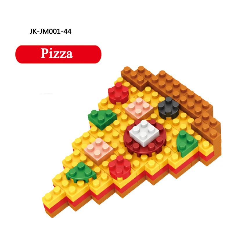 Mini Fast Food Building Blocks DIY Food Burger Fries Pizza Hot Dog Wine 3D Model Assembly Bricks Children\'s Educational Toy Gift