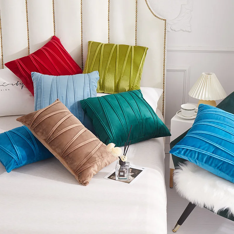 30x50cm 45x45cm 50x50cm Striped Velvet Throw Pillow Covers Modern Decorative Couch Throws Square Soft Cozy Pillowcases for Car