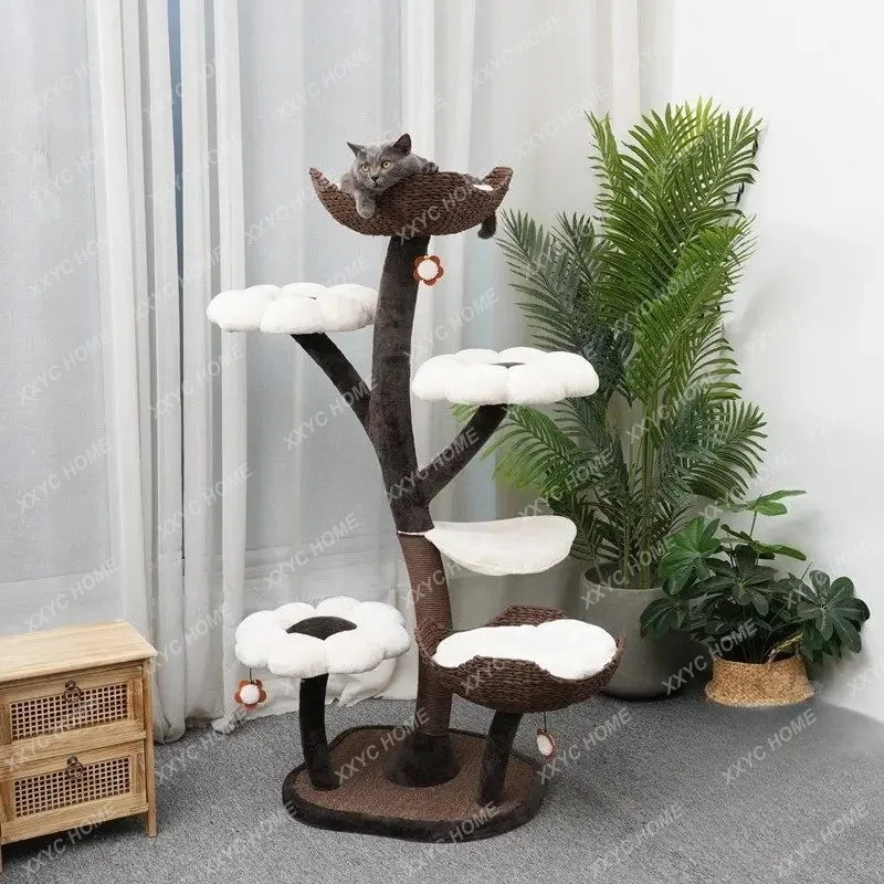 XXcat frame Flower cat climbing frame Large cat jumping table nest Integrated sisal grinding claws scratching column