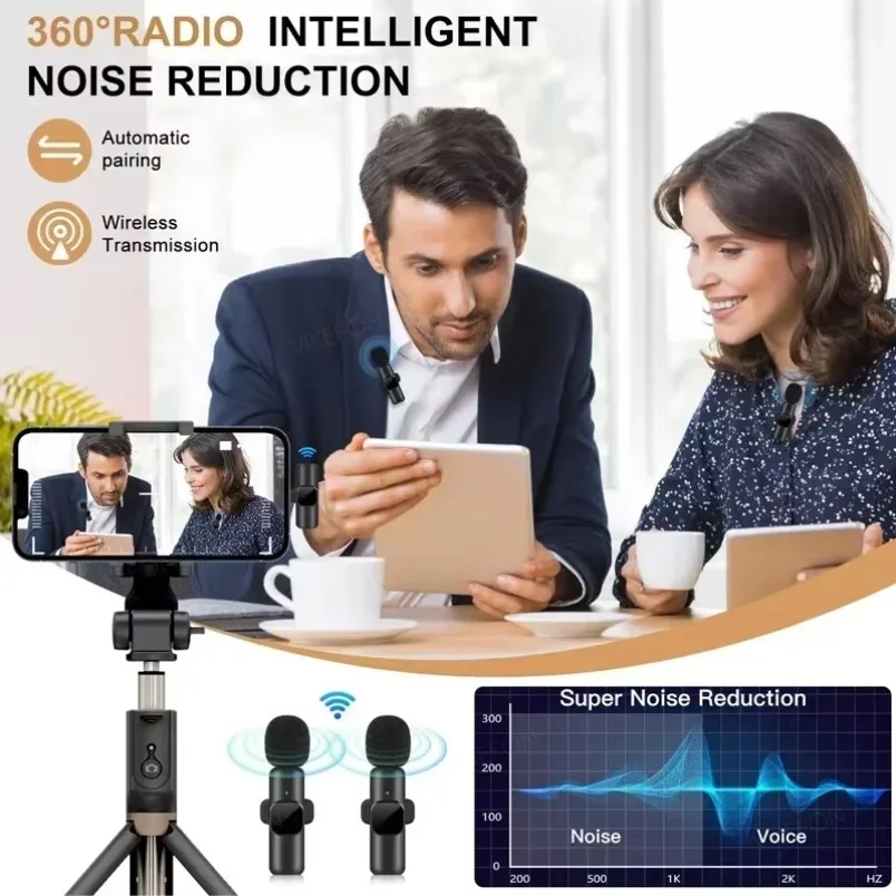 NEW Wireless Lavalier Microphone Audio Video Recording Mini Mic For iPhone Android Laptop Live Gaming Mobile Phone Microphone image 2
