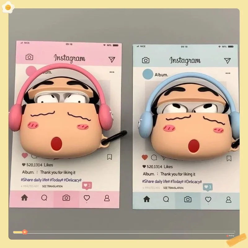 Crayon Shin chan Cute Earphones Apple AirPods Pro 3 Bluetooth Earphone Protective Case 1/2/3 Generation Anti Drop Soft Case