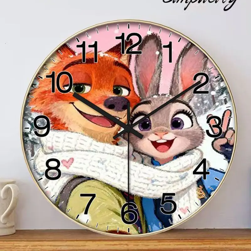 

Anime Zootopia Judy Hopps Nick Wilde Cartoon Silent Wall Clock Quartz Clock Living Room Decor, Suitable for Bedroom Kitchen Gift