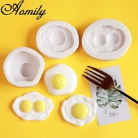 Aomily Cute Fried Eggs Shaped Cake Silicone Mold Party Fondant Cake Chocolate Candy Mold Resin Clay Ice Block Soap Baking Mold