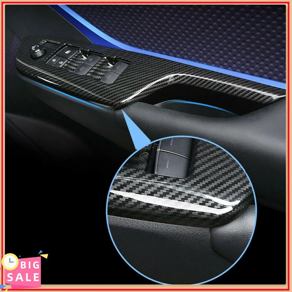 الحصري ألياف الكربون نمط ABS نافذة رفع التبديل غطاء لوحة أزرار الكسوة المحرك الأيمن لتويوتا C-HR حقوق الإنسان 2016-2018 #4