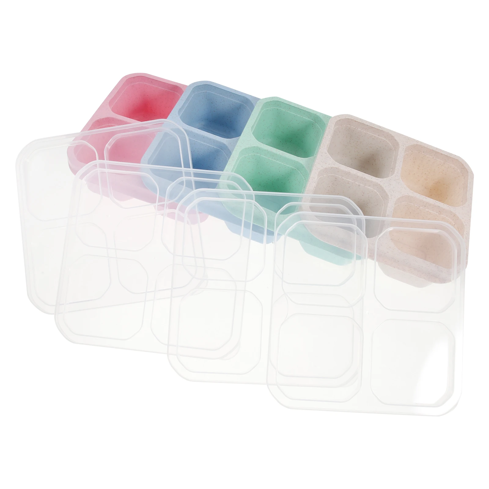 

4pcs Snack Serving Box Household Dried Fruit Tray Multi-Grid Food Storage Container Transparent Lid Compartment Candy Case Nuts