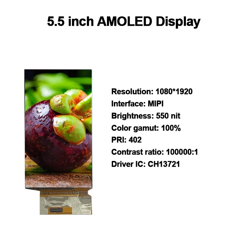 

5,5-дюймовый AMOLED-дисплей 1080*1920 с низким энергопотреблением, IPS-сенсорный экран, интерфейс MIPI, подключение по шине MIPI