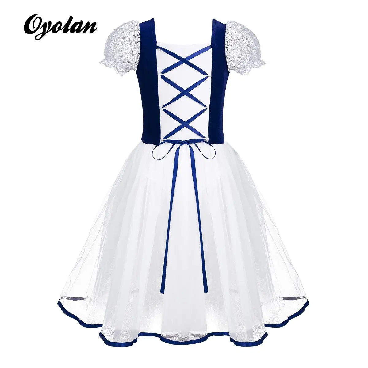 Kinder Mädchen Samt Mesh Spitze Ballett Tanz kostüme kurze Blase Ärmel Phantasie Gymnastik Trikot Ballerina Tüll Skating Kleid