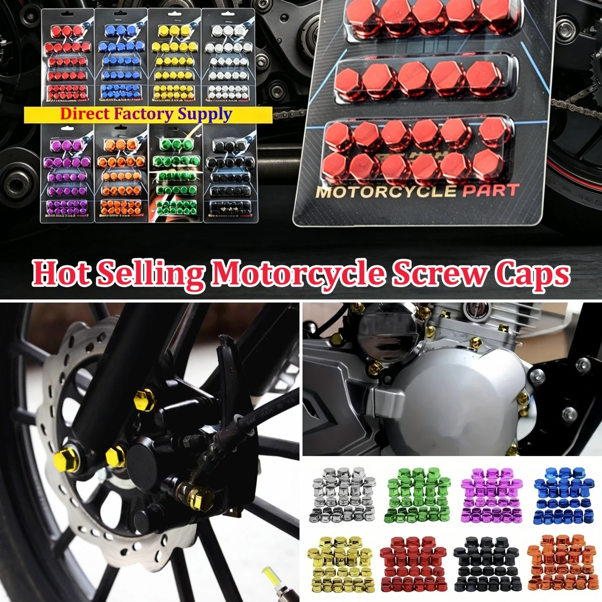 

30pcs 0.8cm/1cm/1.2cm/1.4cm Motorcycle Screw Set Decorative Caps Nut Covers Motorcycle Modification Accessories for Yamaha Honda